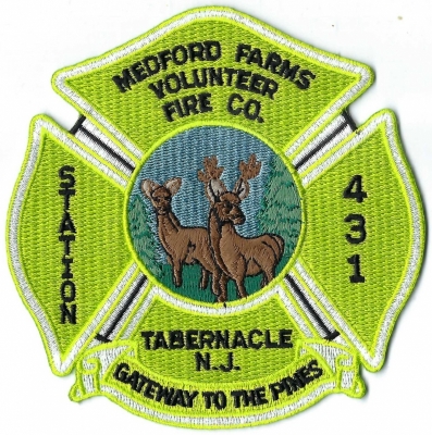 Medford Farms Volunteer Fire Company (NJ)
DEFUNCT - The Medford Farms Fire Company was established in 1941, and was replaced as the fire department of Tabernacle Township in 2014 after the township dissolved the Tabernacle Fire District.
