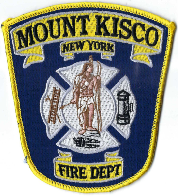 Mount Kisco Fire Department (NY)
The patch displays an image of a Native American statue known as "Chief Kisco" which has historically been associated with the Village of Mount Kisco, NY, appearing on municipal vehicles and as a landmark statue. 
