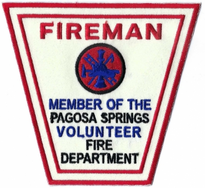 Pagosa Springs Volunteer Fire Department (CO)
DEFUNCT - The Pagosa Springs Volunteer Fire Department merged with the Pagosa Fire Protection District in 1990.
