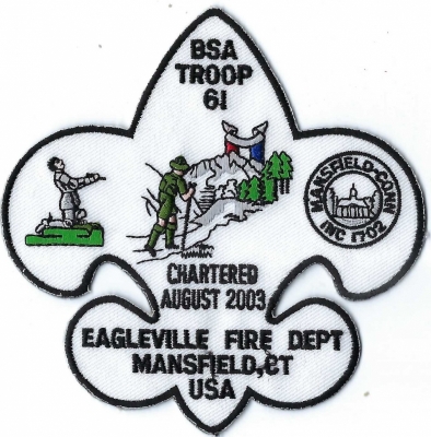 Eagleville BSA Fire Department (CT)
Troop 61 is a member of the Nipmuck District, Connecticut Rivers Council of the Boy Scouts of America.  Chartered August 2003.
