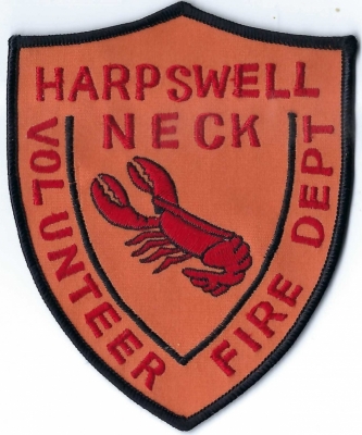 Harpswell Neck Volunteer Fire Department (ME)
The lobster on the Harpswell Neck Fire Department patch is a direct reference to the town's deep and longstanding connection to the lobster fishing industry. 
