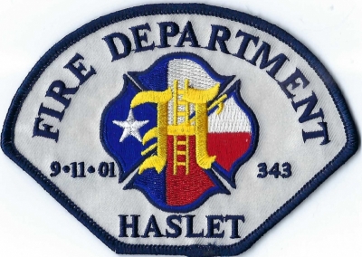 Haslet Fire Department (TX)
The patch recognizes the Twin Towers terriost attack on 9/11/2001 and the loss of 343 FDNY firefighters.
