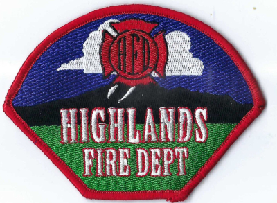 Highlands Fire Department (AZ)
DEFUNCT - The Highlands Fire Department in Arizona was formed in 1999.  The title "Fire Department" was put on their first shoulder patch but later removed because they were a fire district.
