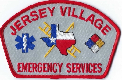 Jersey Village Emergency Services (TX)
DEFUNCT - Patch design no longer used.  New FD name is Jersey Village City Fire Department.
