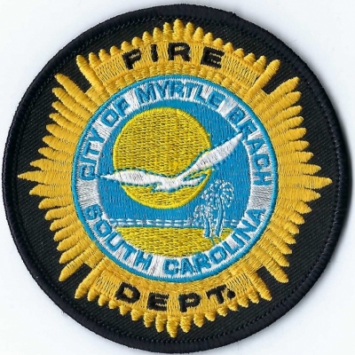 Myrtle Beach City Fire Department (SC)
The emblem in the center of the fire patch is the City Seal.  Designed in 1976.
