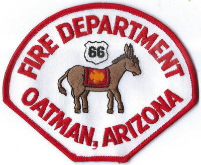 Oatman Fire Department (AZ)
DEFUNCT - The Oatman Fire Department name while on the patch has always been by policy the Oatman Fire District. Oatman is the oldest fire district in Mohave County.  Established in 1916.
