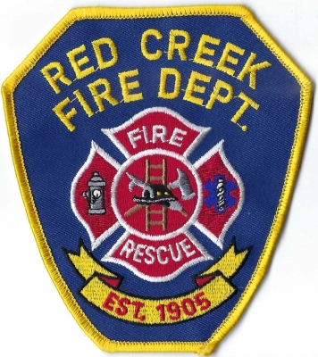 Red Creek Fire Department (NY)
Red Creek, named after the creek that runs through the village, originally tinted red by passing over iron ore beds.  Pop < 500.
