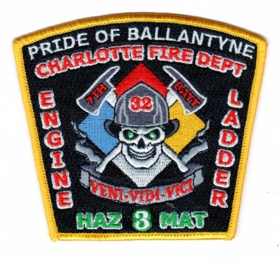 Charlotte Fire Department Station 32
"Pride of Ballantyne"
Engine 23 / Ladder 23 / Hazmat 3

