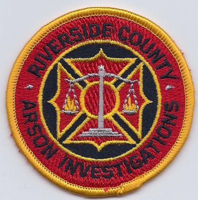 CALIFORNIA Riverside County Arson Investigations
This patch is for trade
